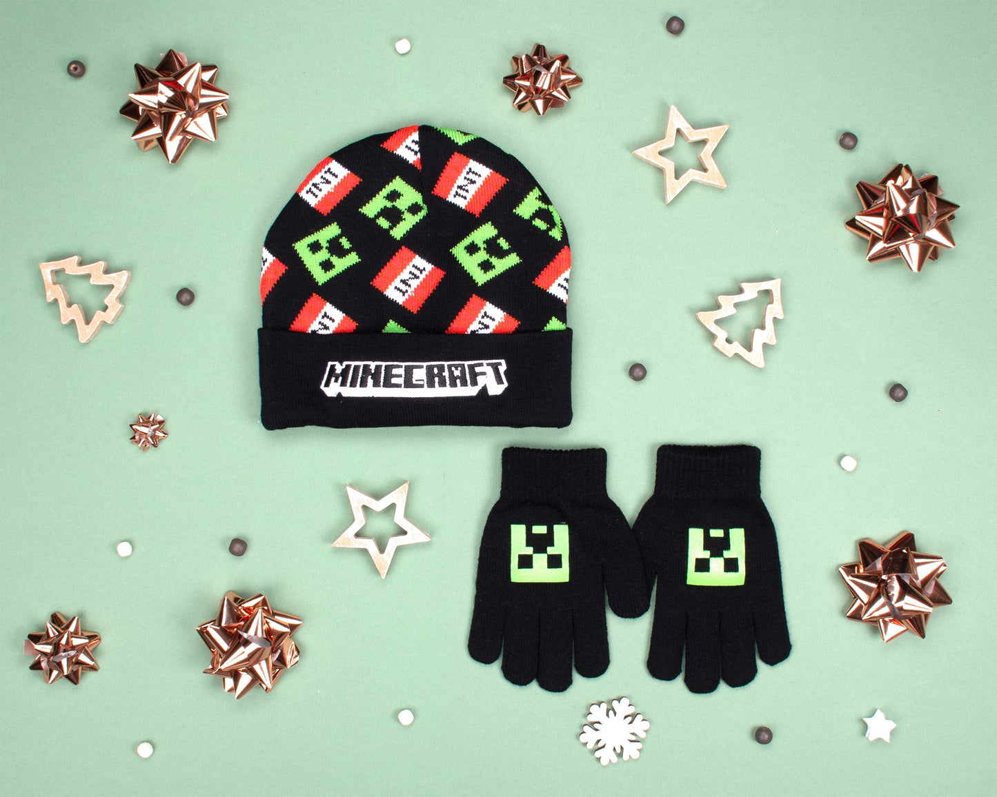 Minecraft Hat & Gloves Set
