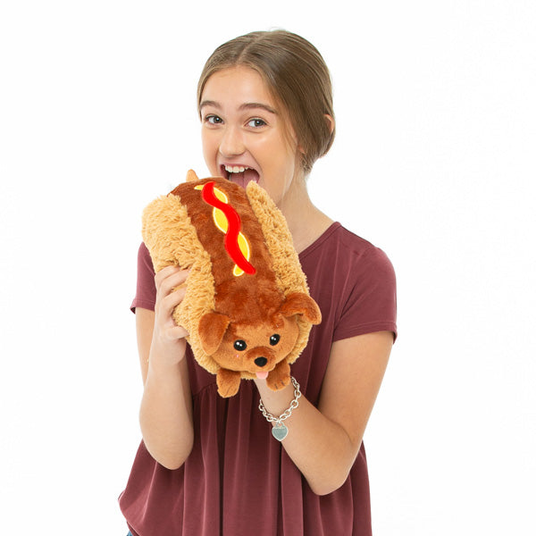 Peluche Mini Squishable – Teckel Hot-Dog