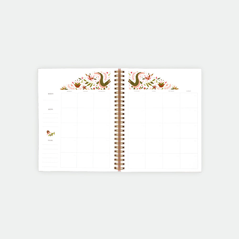 Pink Croco - Monthly Planner Spiral Bound