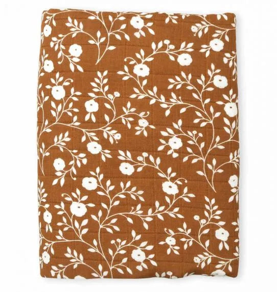 Lange Coton Bio XL Fleurs Caramel A Little Lovely Company - OFCK.fr