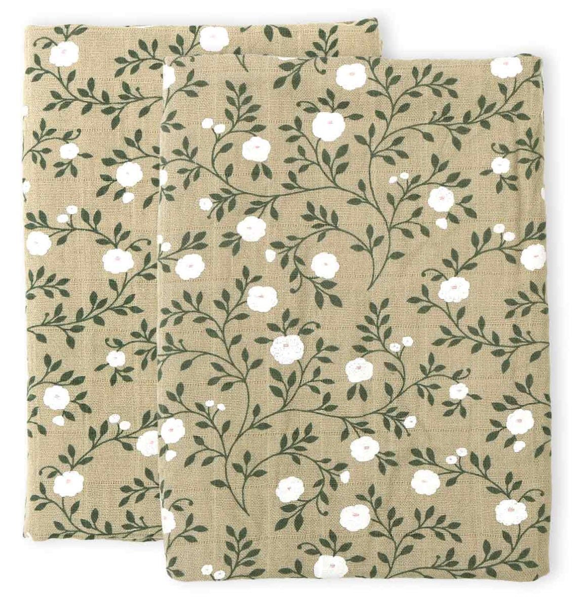 Lot de 2 langes en coton bio - Fleurs Sauge – A Little Lovely Company