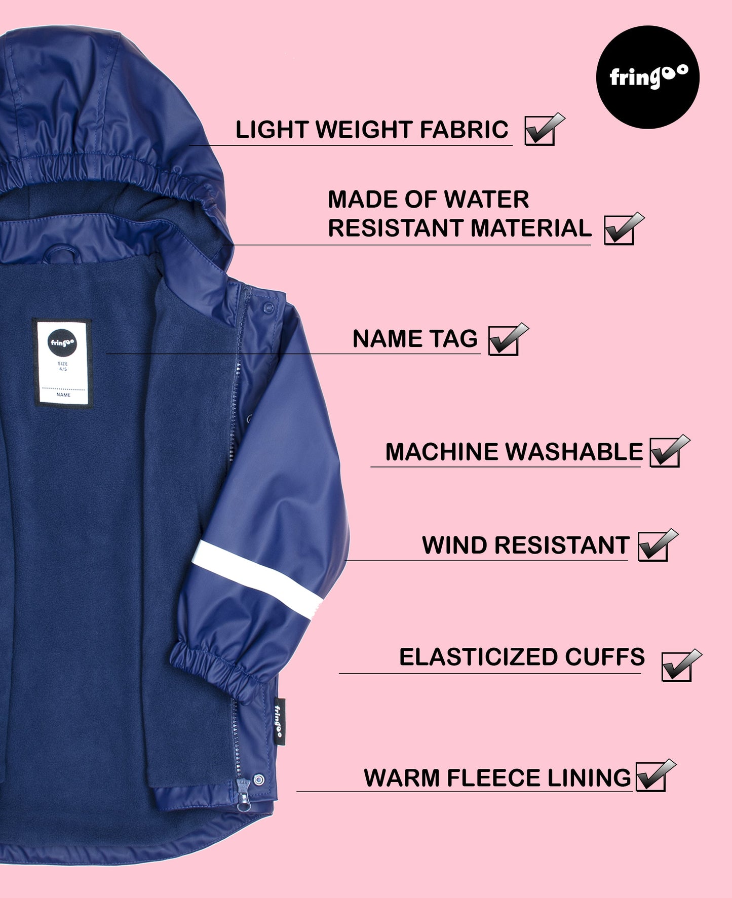 Personalized Kids Raincoat - Navy