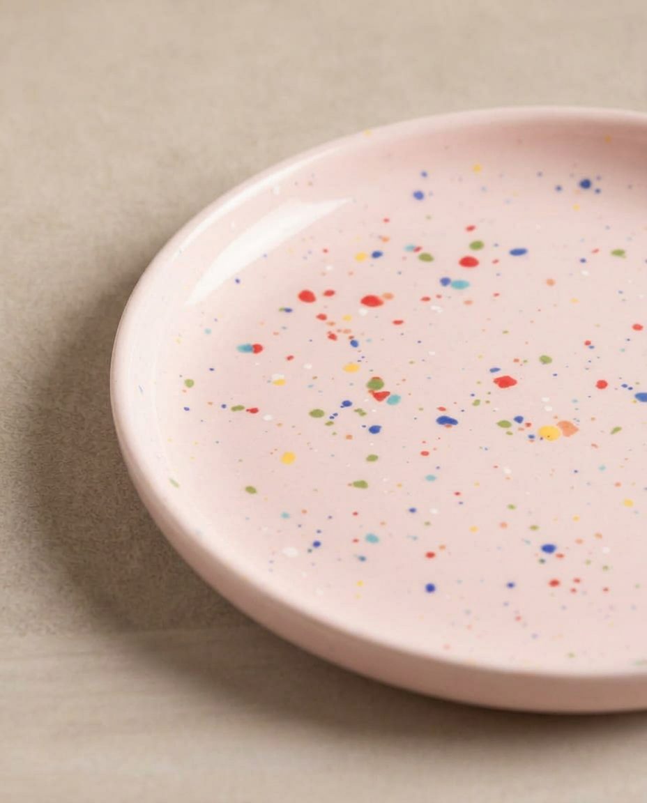New Party Bread Plate 17cm Pink