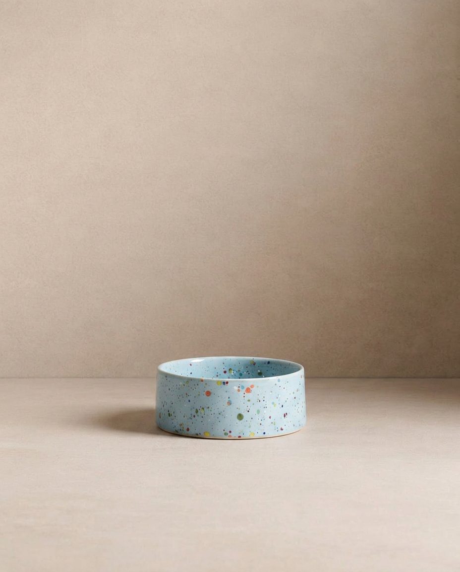 New Party Stoneware Pet Bowl 14cm 2-Piece Set Soft Blue