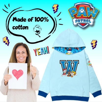 Paw Patrol Personalized Initial Hoodie for Boys - Blue