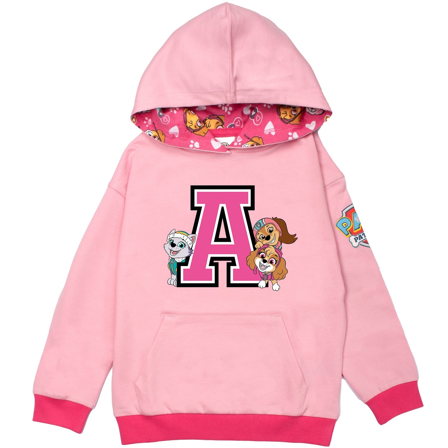 Paw Patrol Personalised Initial Hoodie for Girls - Pink