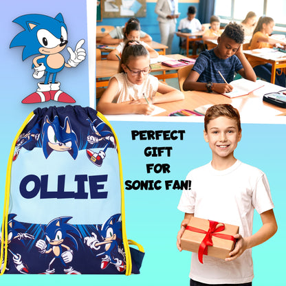 Official Sonic the Hedgehog PE Sac à cordon, with your child's full name.