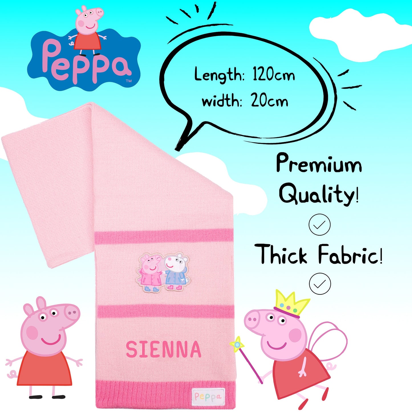 Peppa Pig Girls' Personalised Winter Scarf