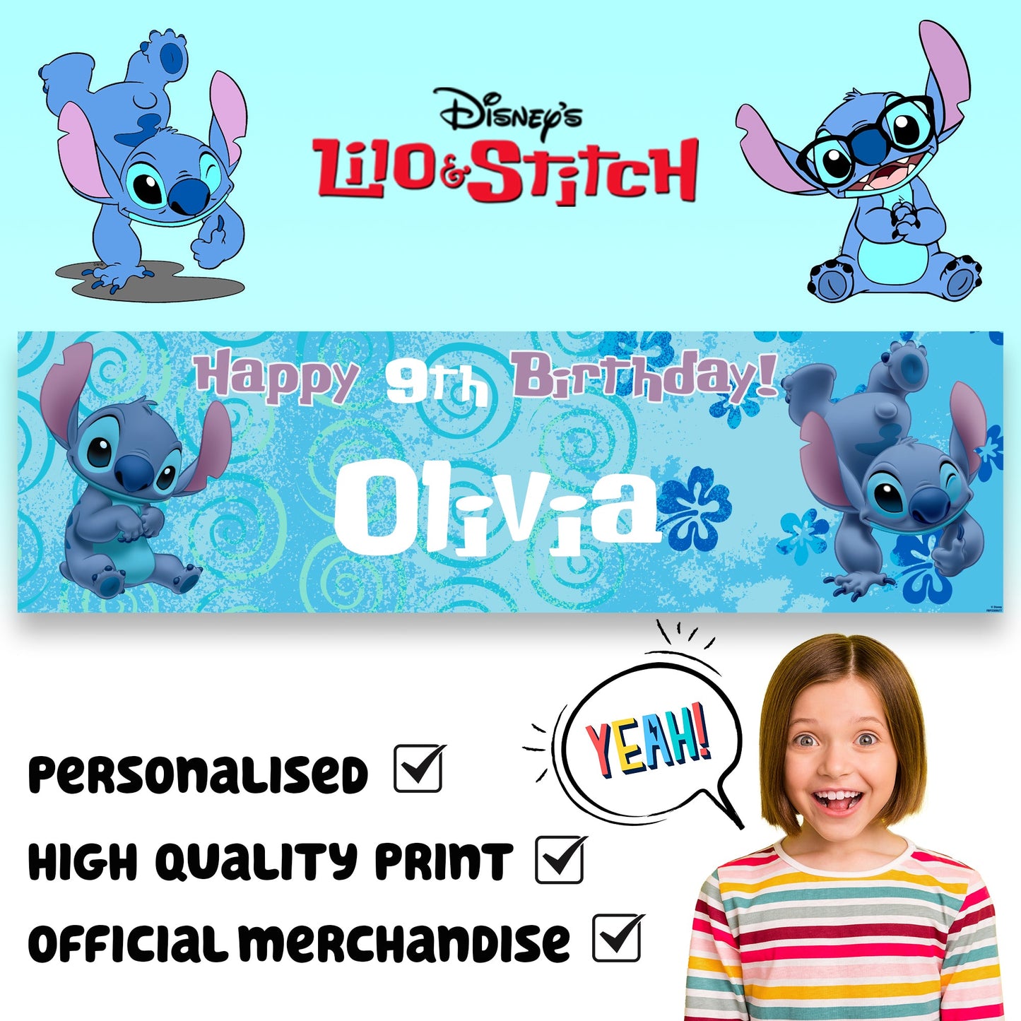 Disney Stitch Birthday Banner fille