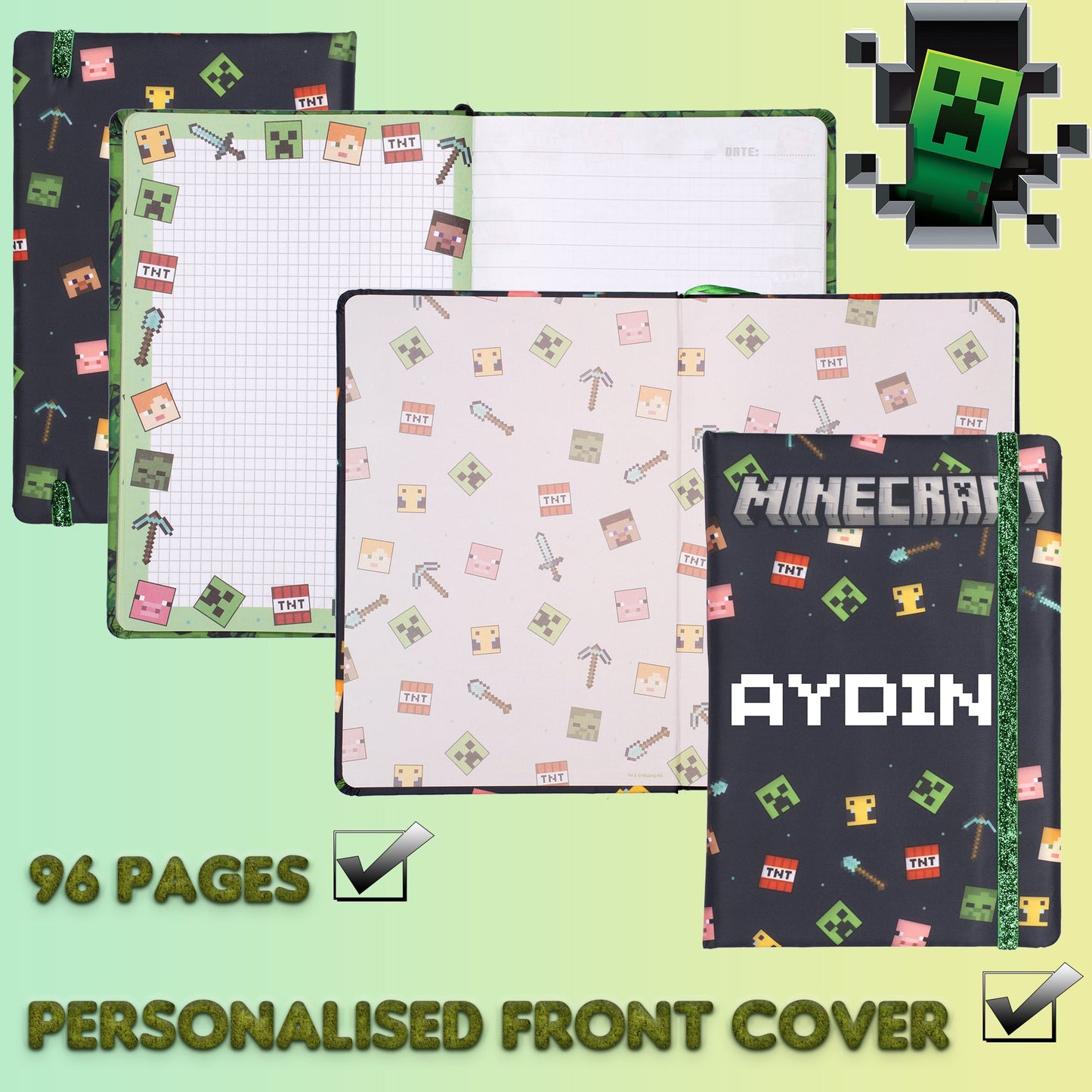 Personalized Minecraft Notebook - Black