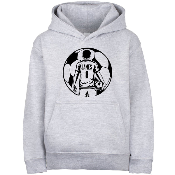 Fringoo Football Hoodie Grey for Boys Cotton Rich Soft Hooded Sweatshirt - Football Ball Boys Grey