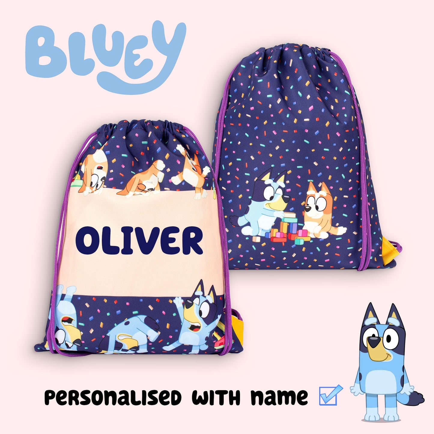 Official Bluey Personalised Drawstring Bag | Kids' PE Bag | Fringoo