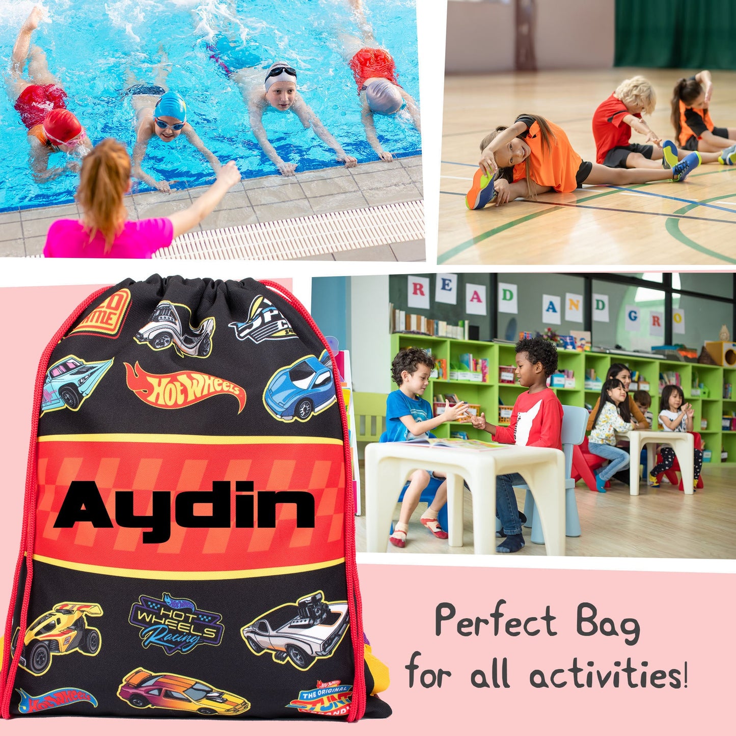 Official Hot Wheels / Personalized Drawstring Bag | Kids PE Bag | Fringoo