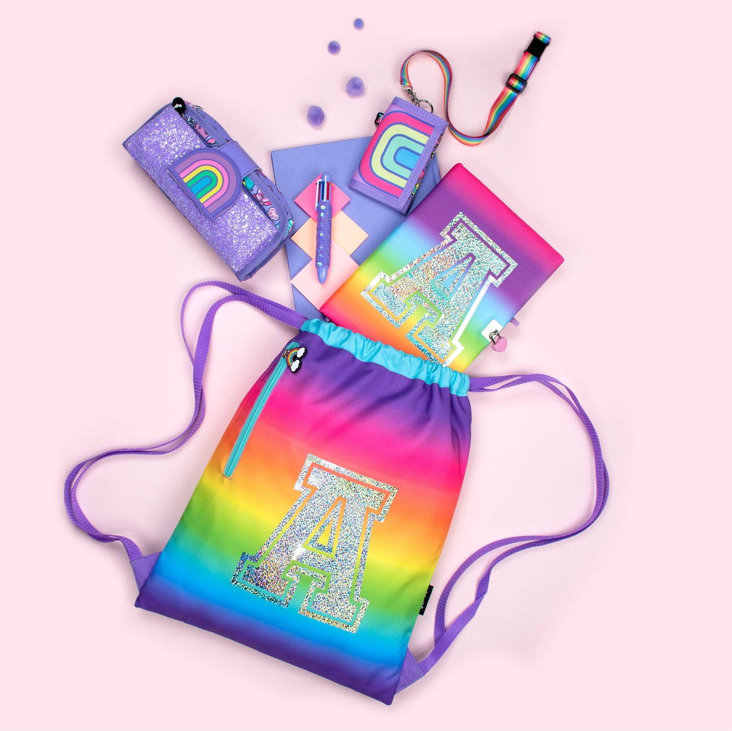 Personalised Rainbow Drawstring Bags