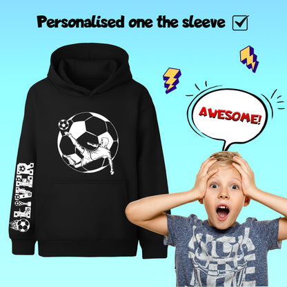 Fringoo Football Hoodie Black for Boys Cotton Rich Soft Hooded Sweatshirt - Black Football Sleeve