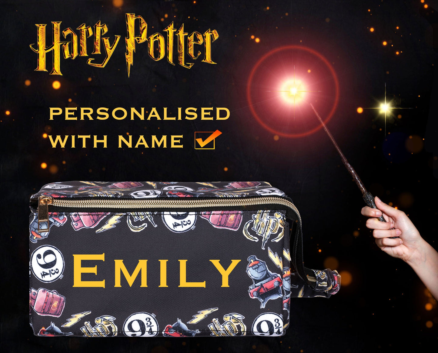 Personalized Harry Potter Make-up Bag - Black