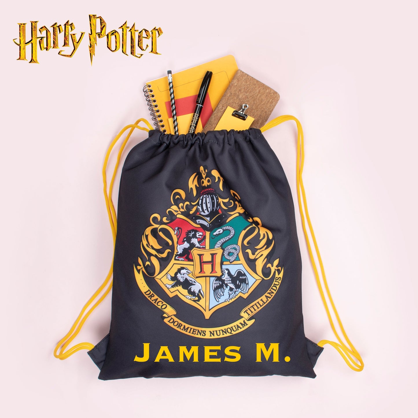 Harry Potter Black Personalized Drawstring Bag for Kids