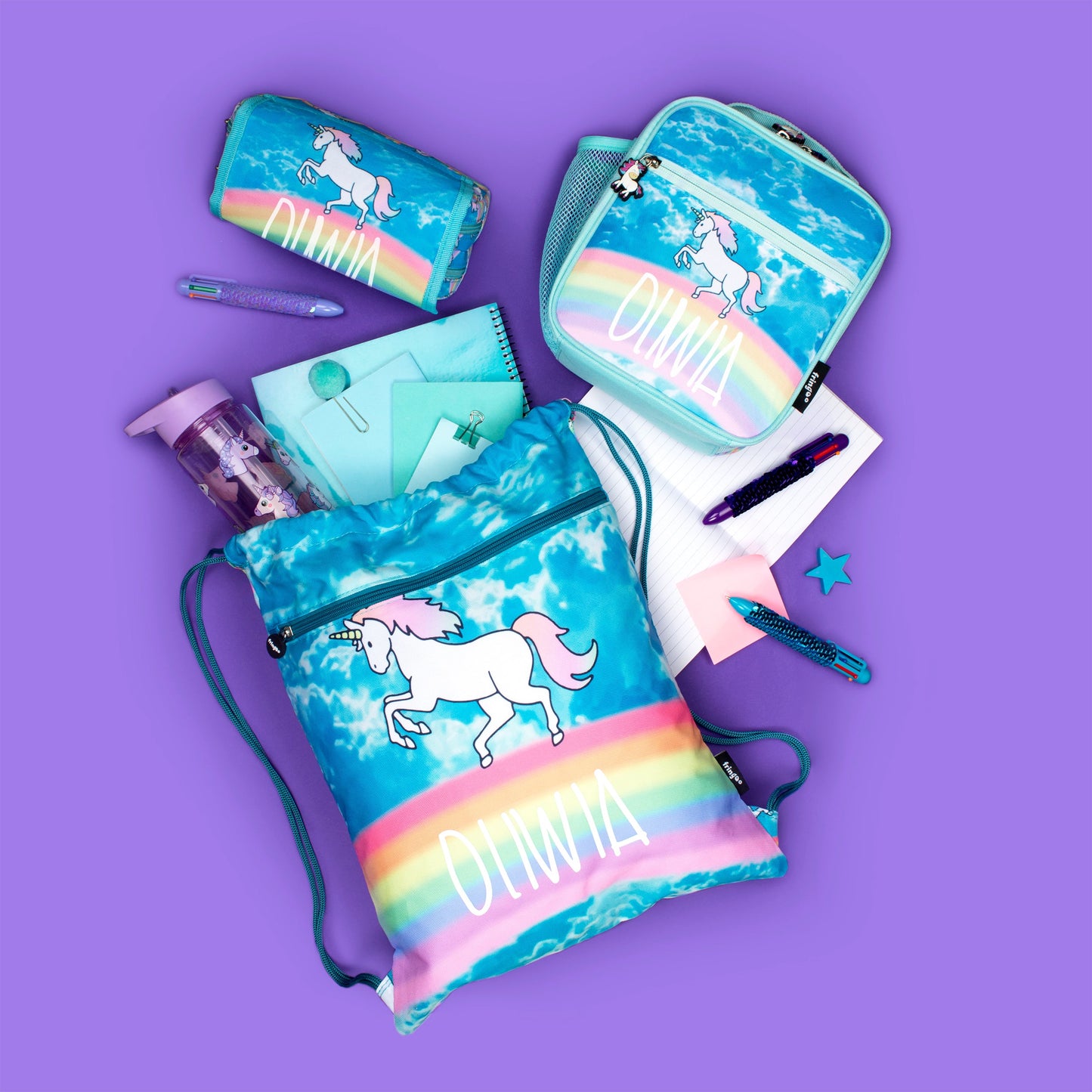 Personalized Lunch Bag - Unicorn Clouds