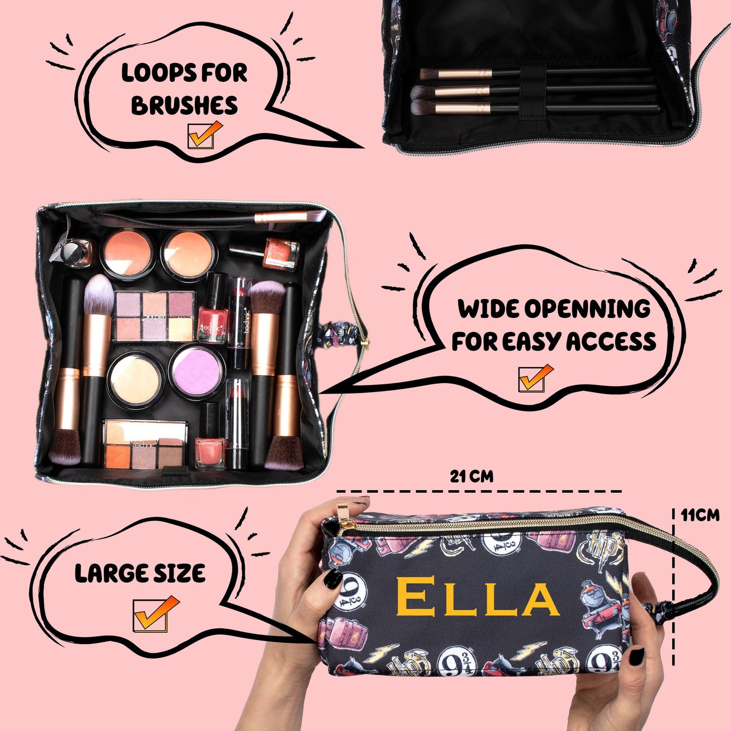 Personalized Harry Potter Make-up Bag - Black