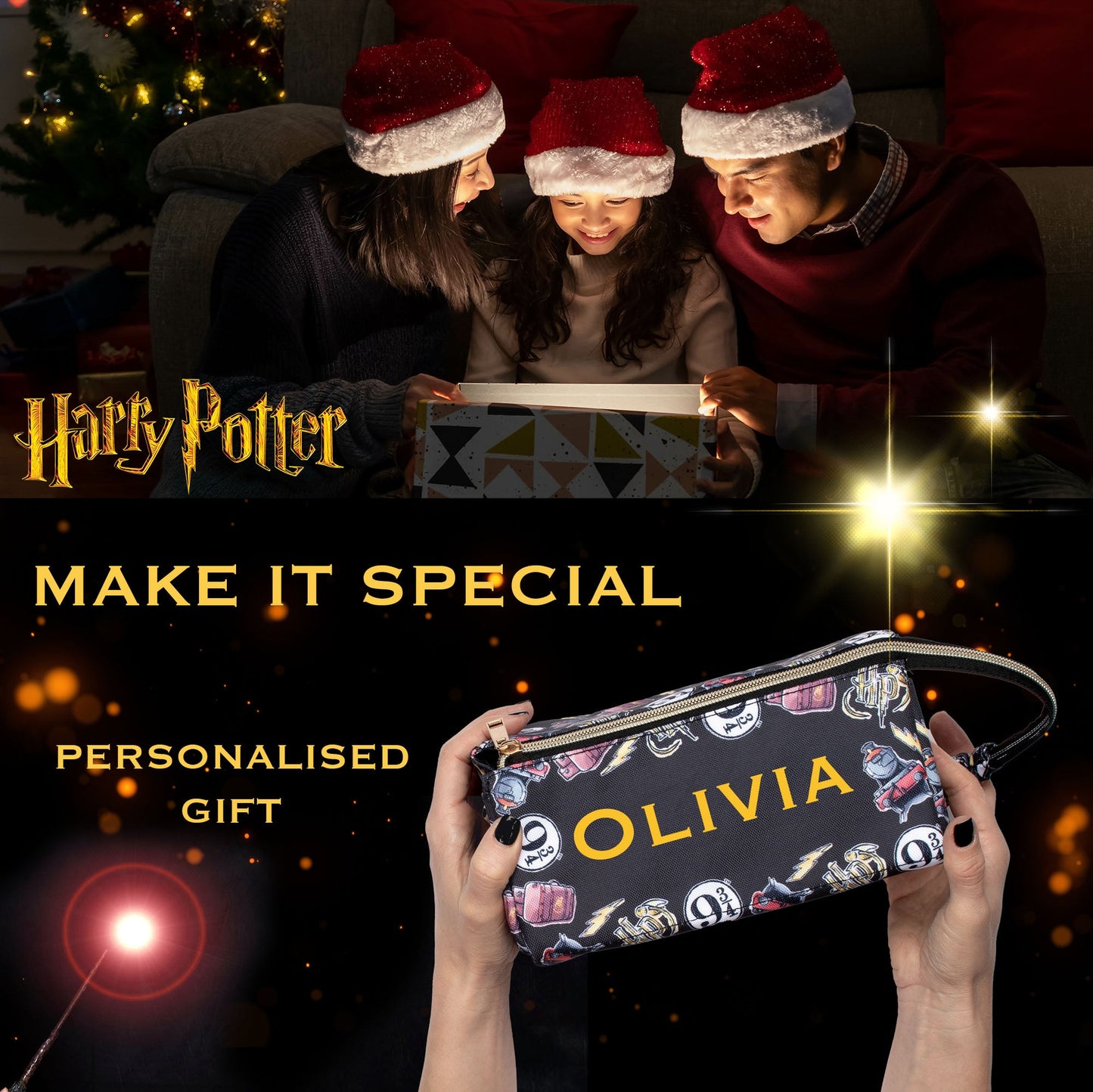 Personalized Harry Potter Make-up Bag - Black