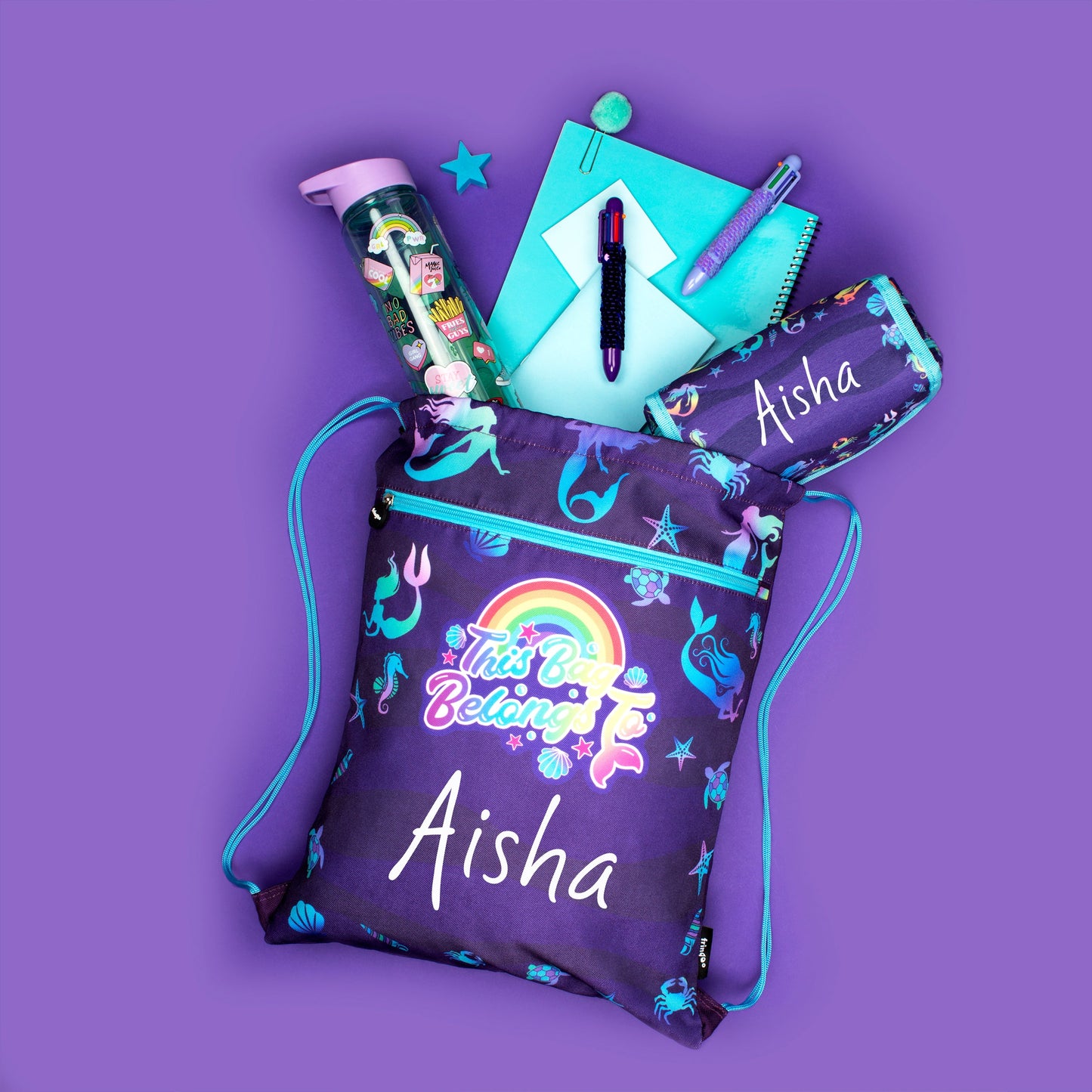 Personalized Pencil Case - Purple Mermaids