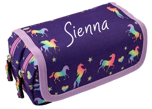Trousse personnalisée - Licornes violettes