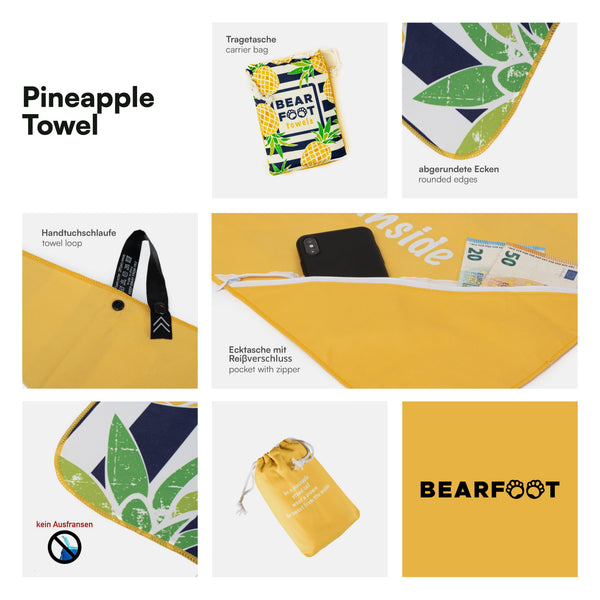 Microfiber Beach Towel - Yellow Pineapple