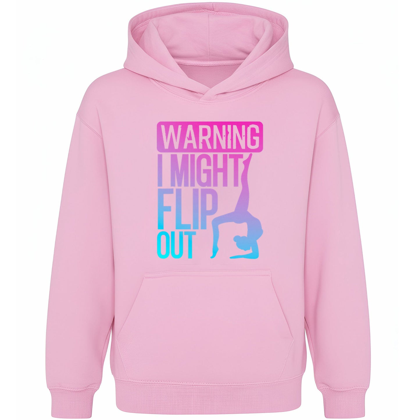 Fringoo Gymnastic Hoodie for Kids Cotton Rich Soft Hooded Sweatshirt - Gymnastics Flip Out - Pink