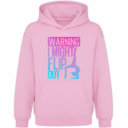 Fringoo Gymnastic Hoodie for Kids Cotton Rich Soft Hooded Sweatshirt - Gymnastics Flip Out - Pink