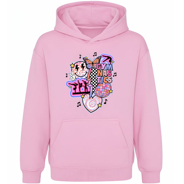 Fringoo Gymnastic Hoodie for Kids Cotton Rich Soft Hooded Sweatshirt - Gymnastic Vibes - Pink