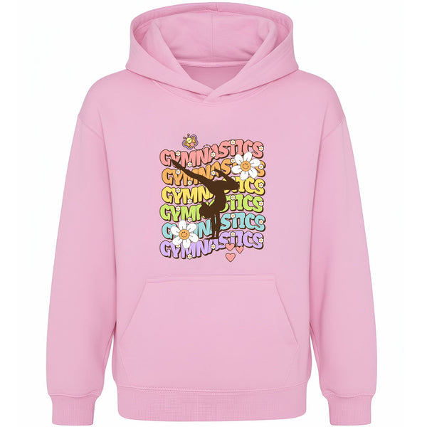 Fringoo Gymnastic Hoodie for Kids Cotton Rich Soft Hooded Sweatshirt - Gymnastic Daisy - Pink