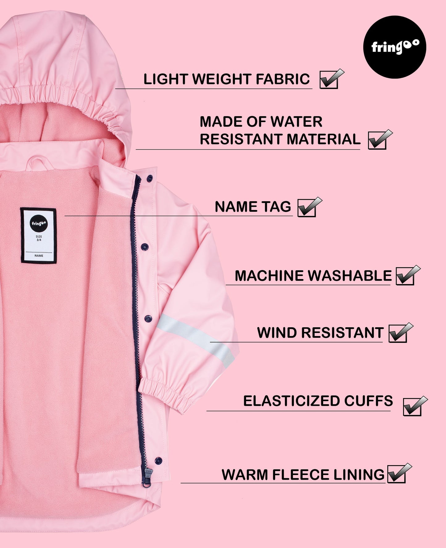 Personalized Kids Raincoat - Pink