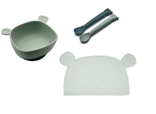 Iceberg Silicone Placemat, Spoon, and Learning Bowl Set