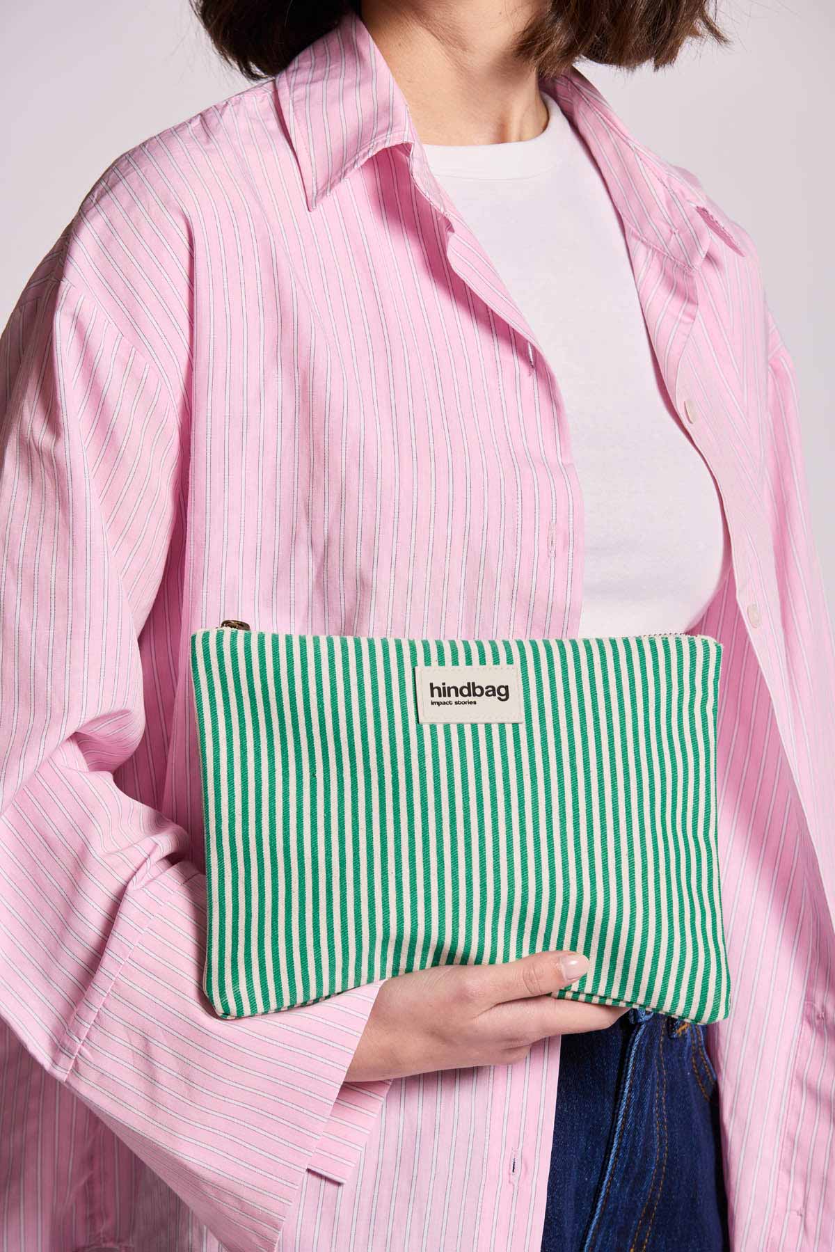 Ema Striped Green Pouch