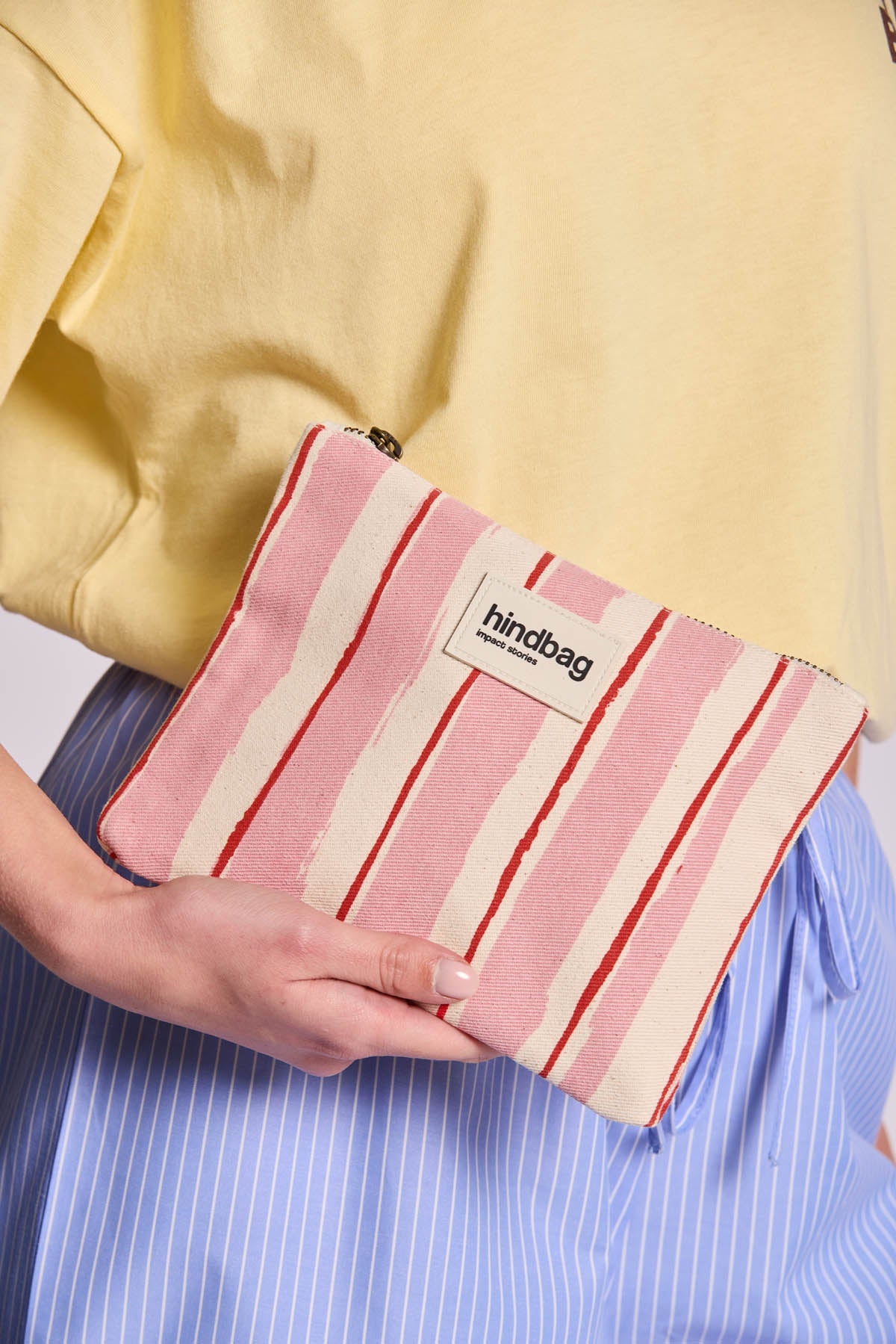 Lou Red and Pink Striped Pouch