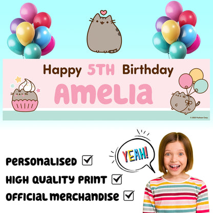 Pusheen Personalized Birthday Banner for Kids