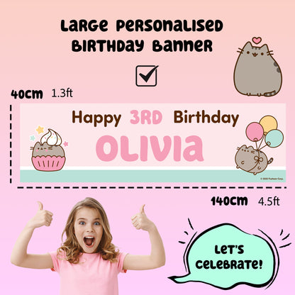 Pusheen Personalized Birthday Banner for Kids