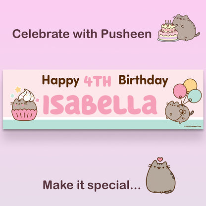 Pusheen Personalized Birthday Banner for Kids