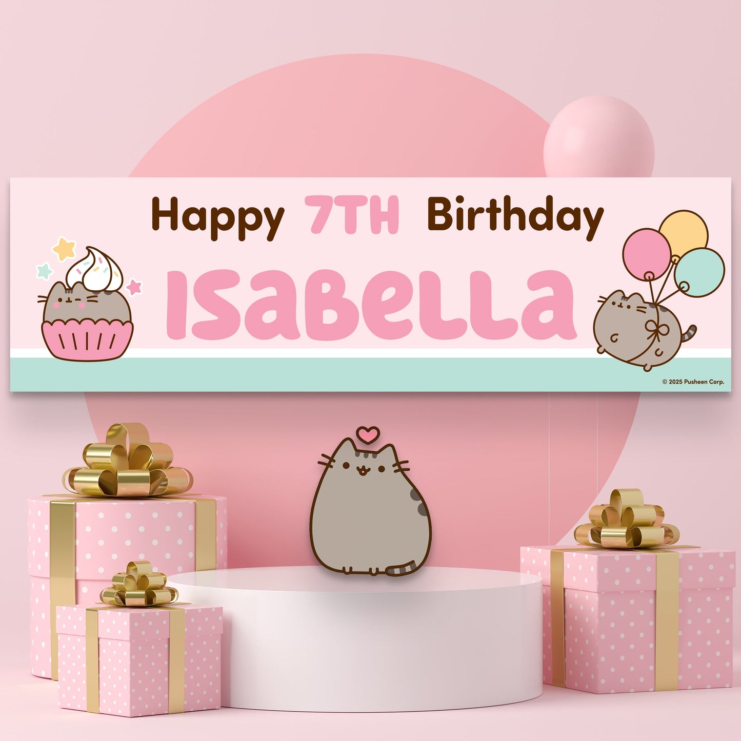 Pusheen Personalized Birthday Banner for Kids