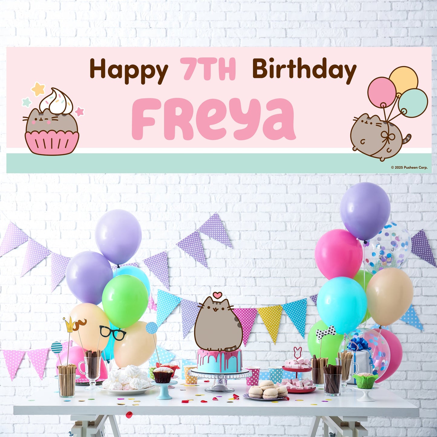 Pusheen Personalized Birthday Banner for Kids