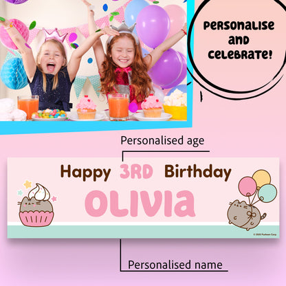 Pusheen Personalized Birthday Banner for Kids
