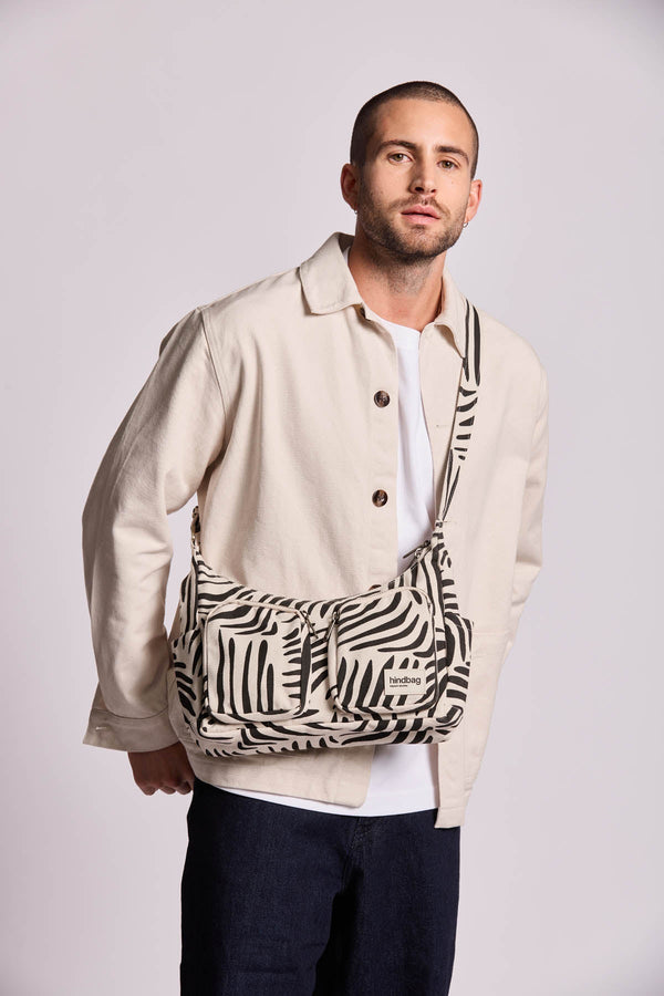 Emile multi-pocket ecru Zebra bag