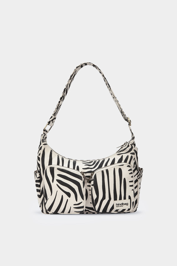 Emile multi-pocket ecru Zebra bag