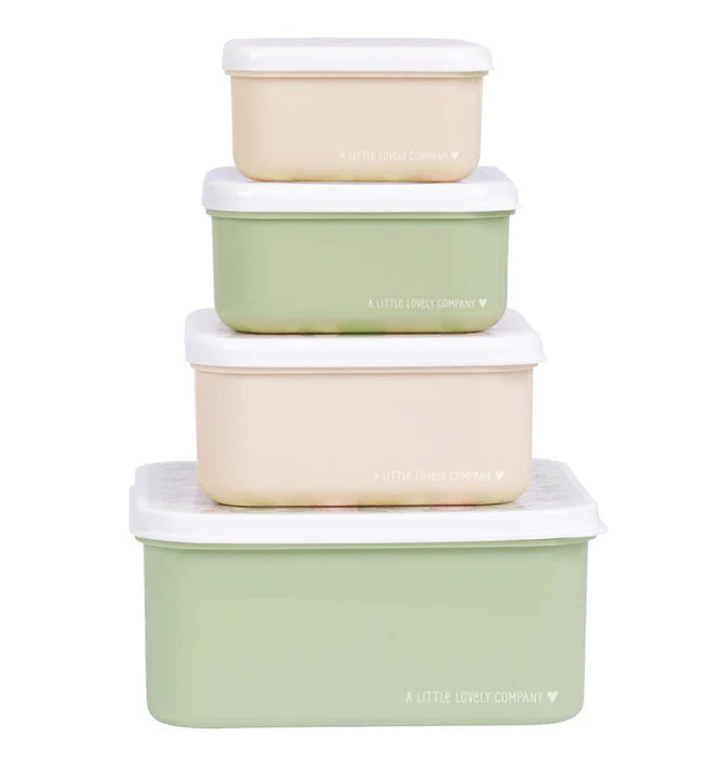 Pack de 4 Boîtes à Goûter et Déjeuner - Fleur