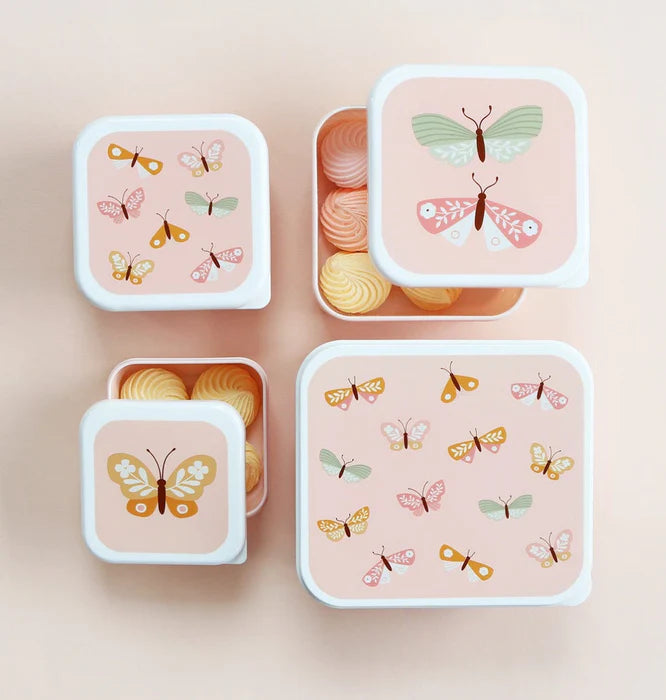 Pack of 4 Snack and Lunch Boxes - Butterflies