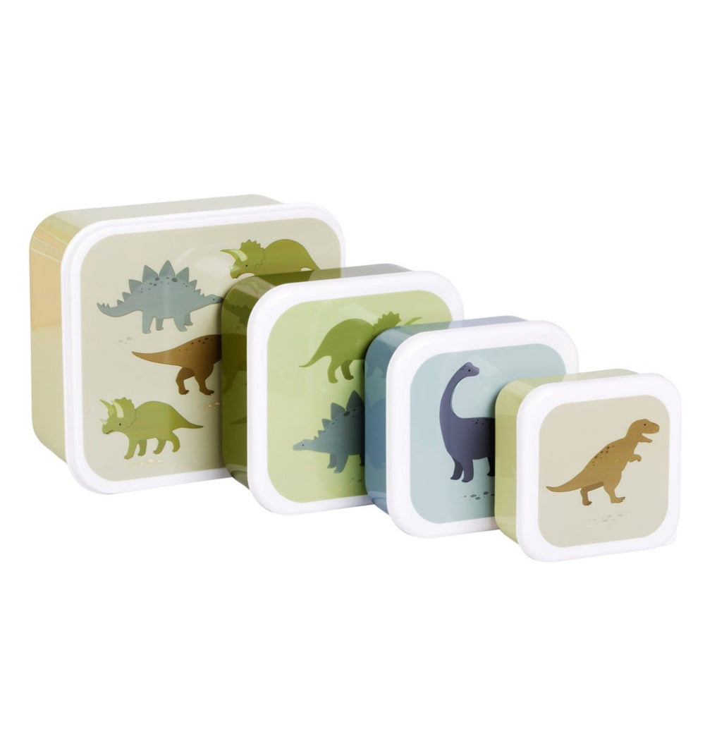 Lot de 4 boîtes repas et goûter - Dinosaures