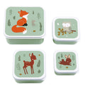 Lot de 4 boîtes repas et goûter - Amis de la forêt - sauge