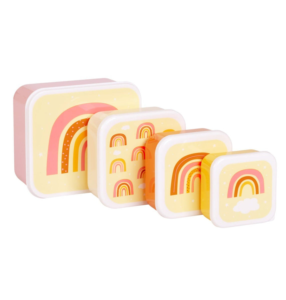 Lot de 4 boîtes repas et goûter - Arcs-en-ciel