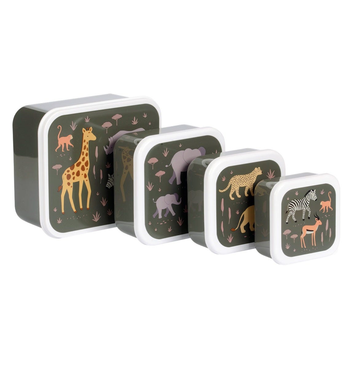 Lot de 4 boîtes repas et goûter - Savane – vue 3 – A Little Lovely Company
