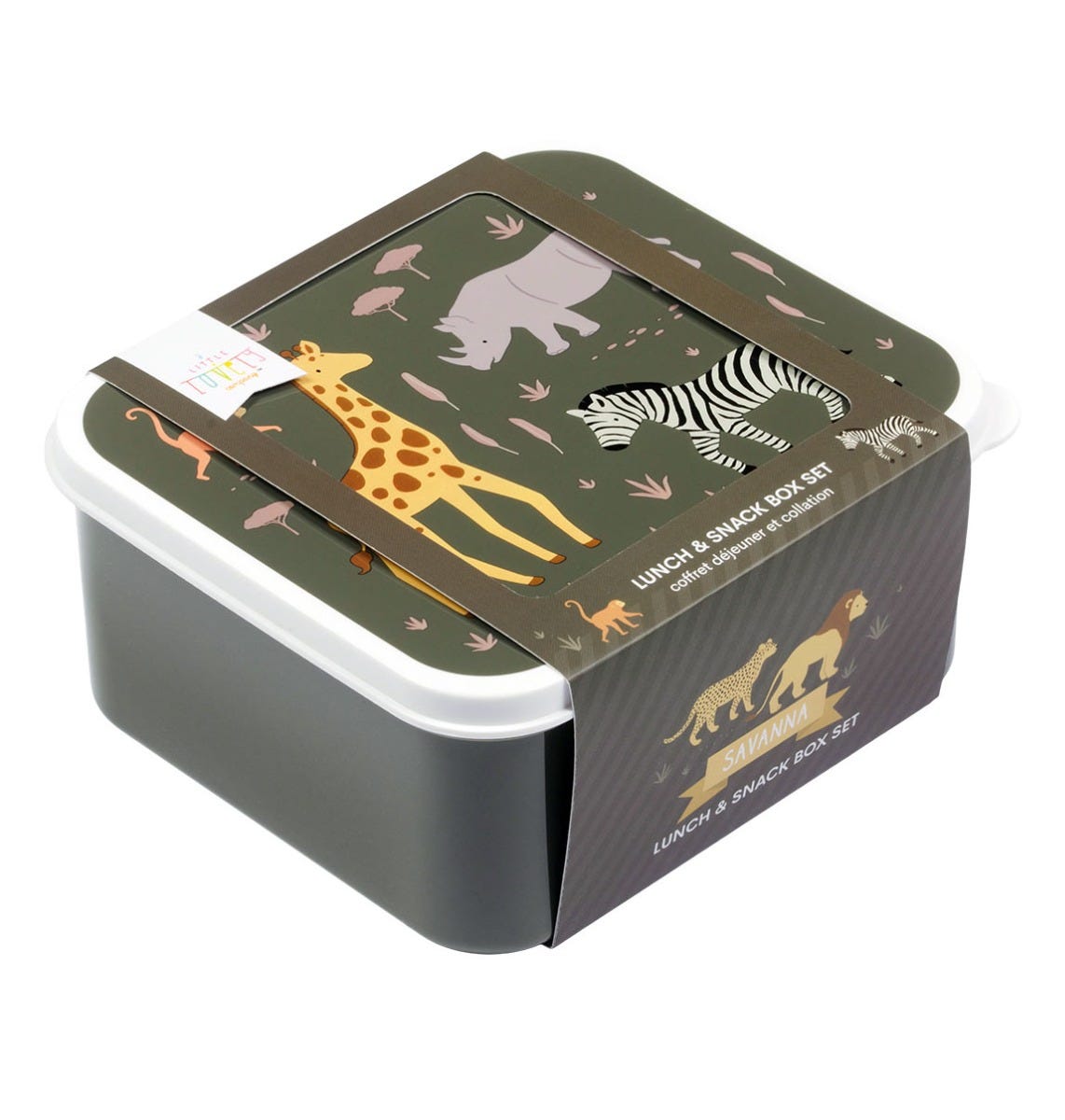 Lot de 4 boîtes repas et goûter - Savane – vue 5 – A Little Lovely Company